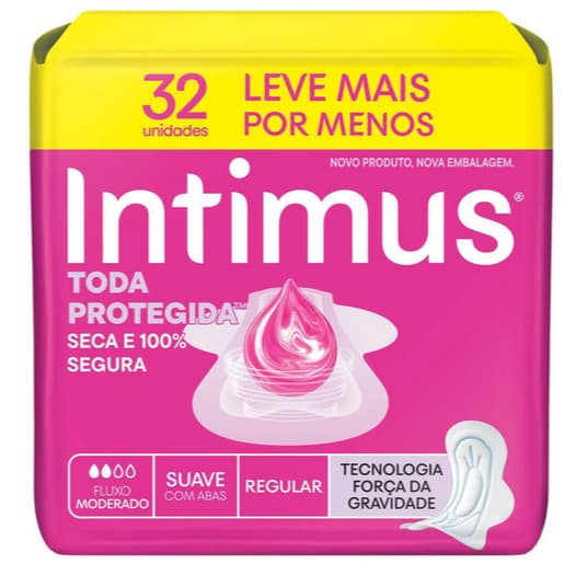 Absorvente Intimus Gel Toda Protegida Suave, Com Abas, 32 Unidades