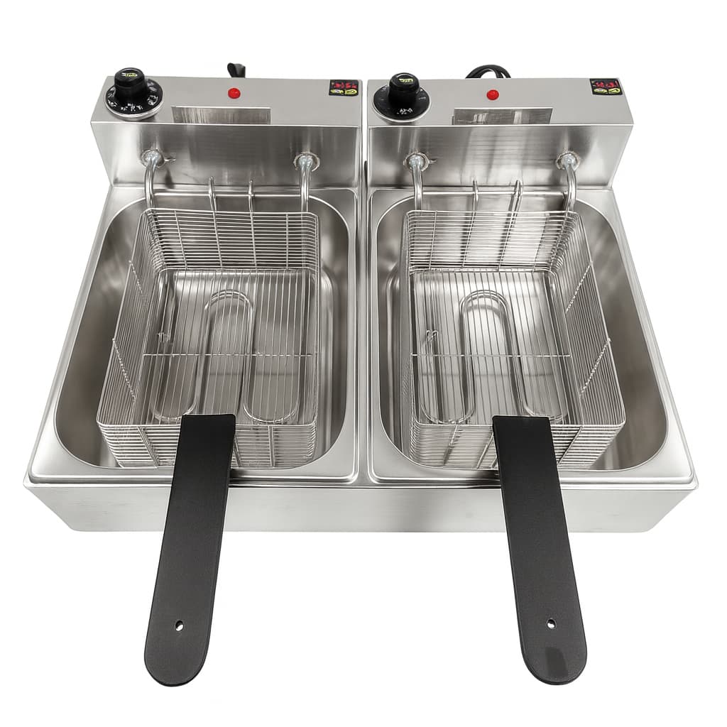 Fritadeira Elétrica 10 Litros 2 Cubas Profissional 5 Litros Cada com Cabo de Proteção Gomes Inox