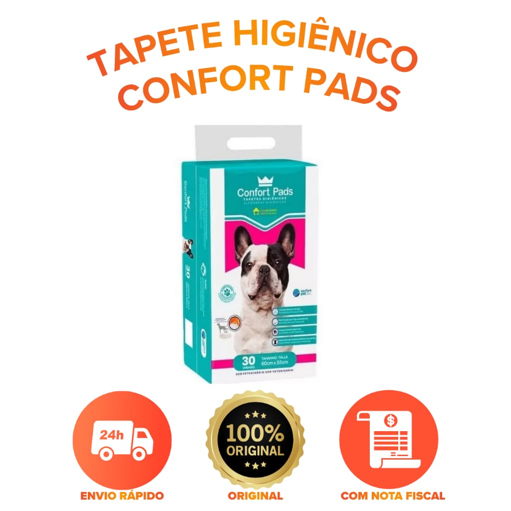 Tapete Higiênico Para Cães Cachorro Confort Pads 30 Unidades