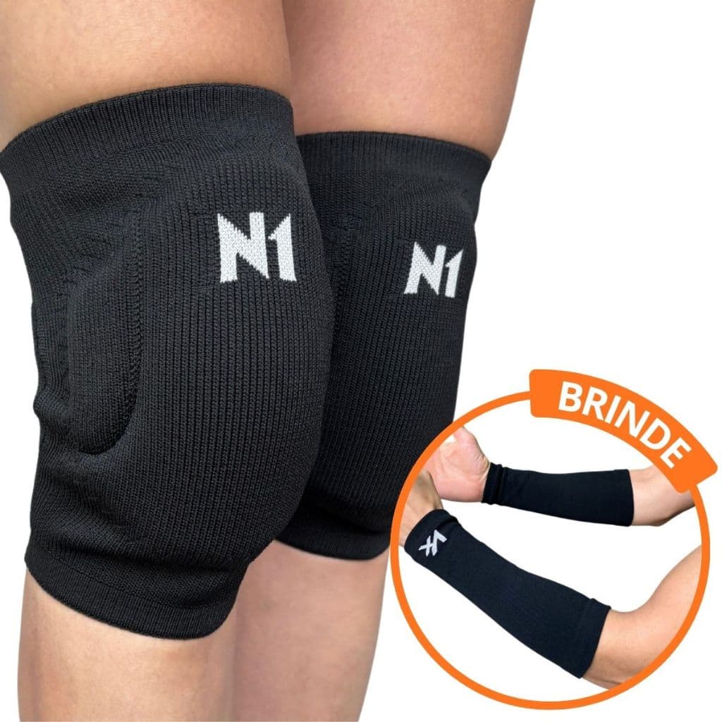 Kit Joelheira Vôlei N1 Slide Brinde Manguito Antebraço Kanxa