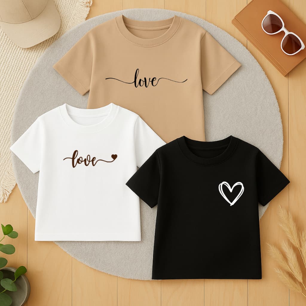 Kit 3 Camiseta Infantil Menina T-shirt Feminina Algodão Basica Moda Blogueirinha Blusas Estampadas