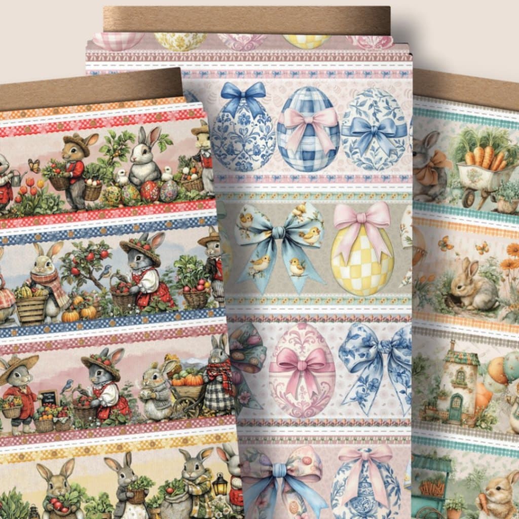 Tecido Tricoline Digital Barrado Páscoa 100% Algodão 55x150cm Pano de Prato Toalhas Artesanato
