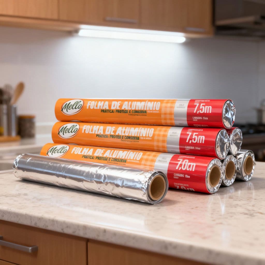 Kit 5 Rolos Papel Folha de Alumínio Mello Protege Conserva