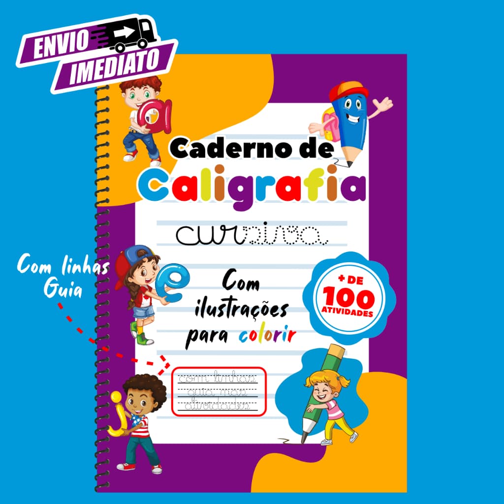 Caderno Apostila de Caligrafia Infantil Cursiva + de 100 Atividades