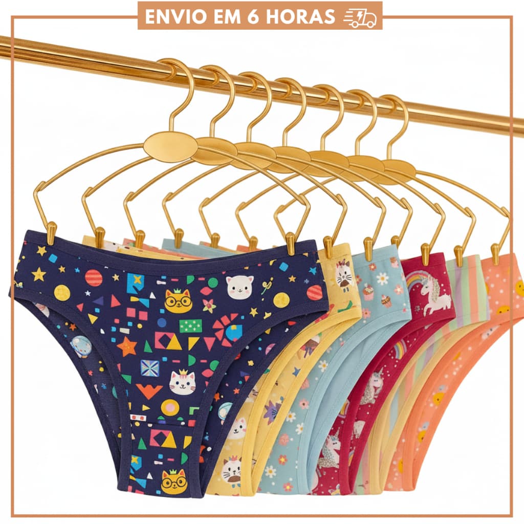 Kit Calcinhas Para Meninas de Algodão Juvenil Calcinha