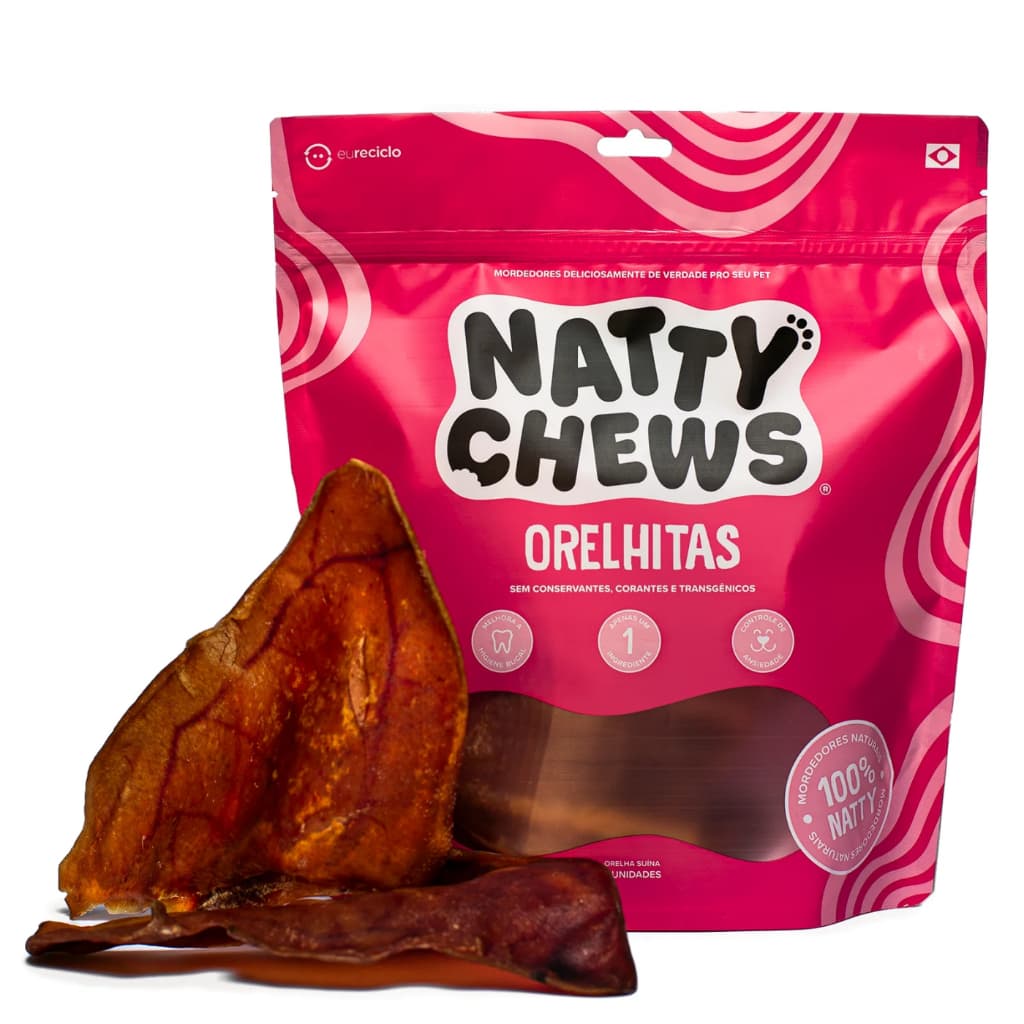 Natty Chews Orelhitas Orelha Suína Desidratada 3 Unid