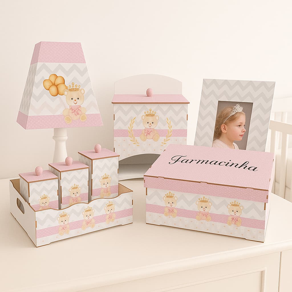 Kit de Higiene para Bebê Princesa Menina Mdf Decoração Quarto