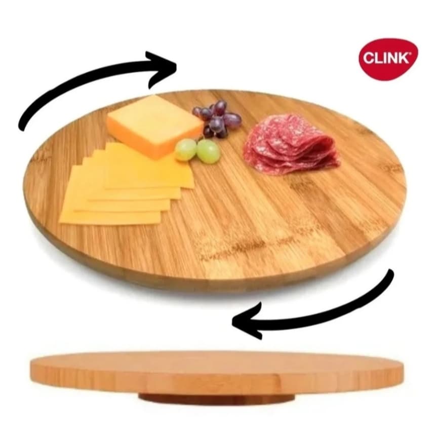 Tabua De Bambu Com Base Giratória Centro De Mesa Para Petiscos 32cm
