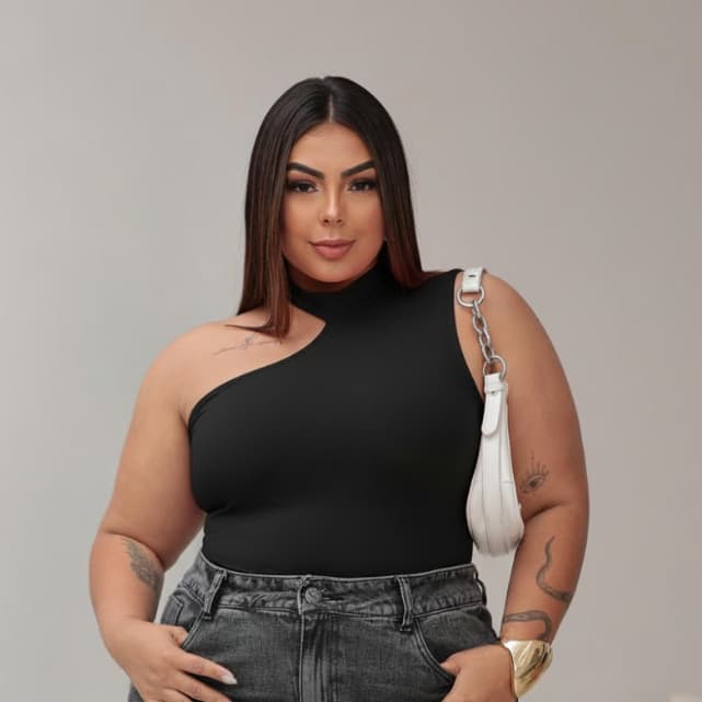 Body Feminino com Gola Mula Manca Plus Size com Forro Suplex Premium