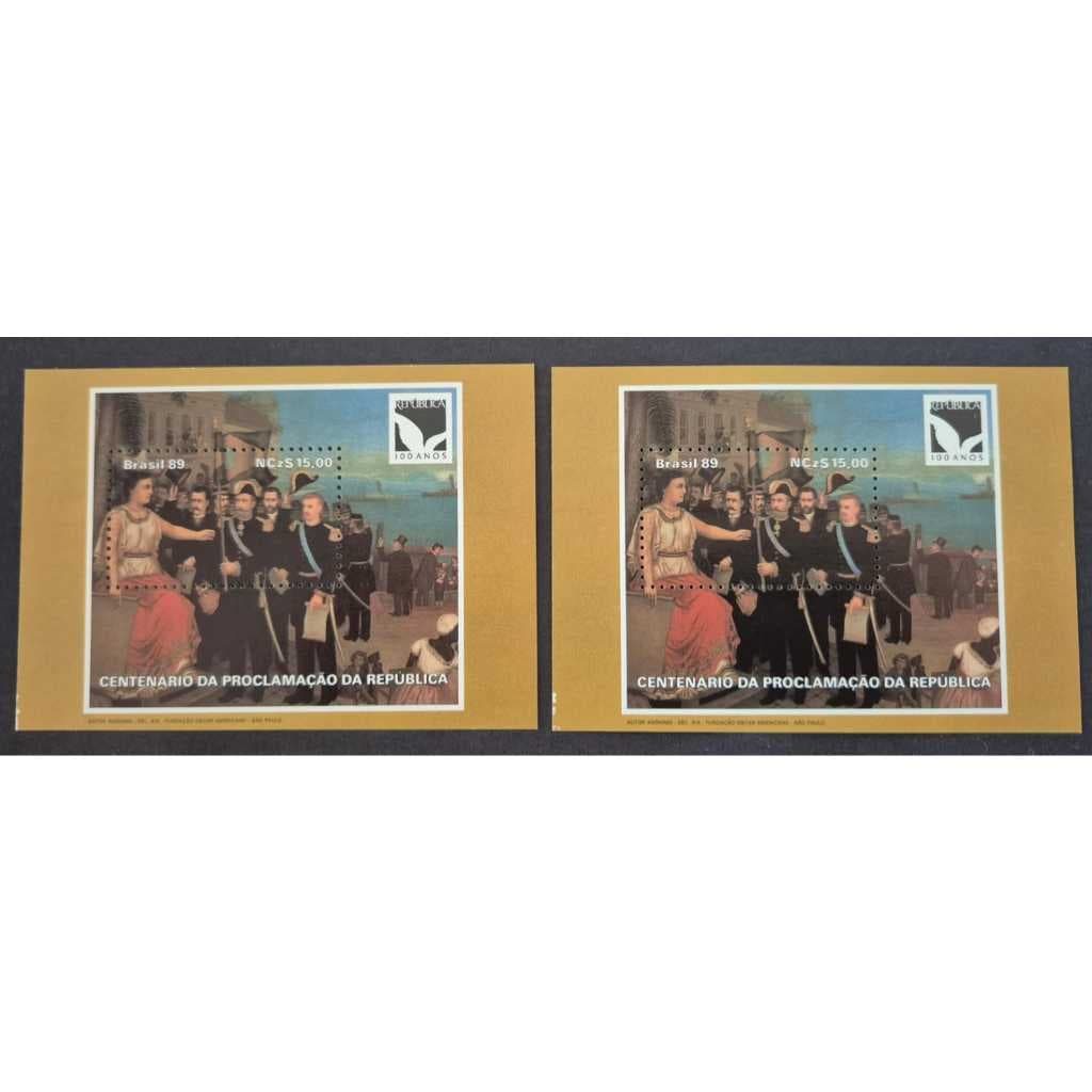Bloco selos dos correios - Brasil 1989 - Centenário da Proclamação da República - Código RHM B83.