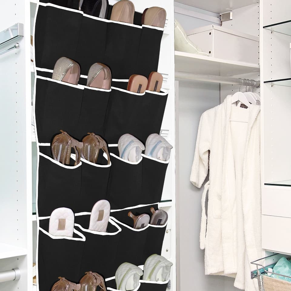 Sapateira de Porta Parede Dobrável Compacta TNT Resistente Sapatos Tênis Sandálias - 8 e 10 Pares