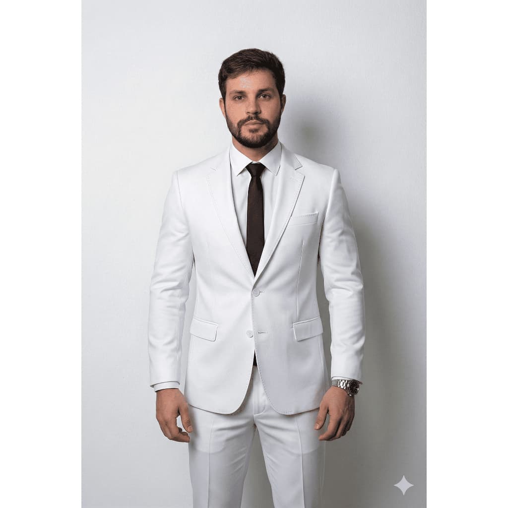 Terno Branco Slim | Microfibra Premium