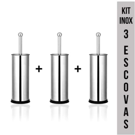 Kit 1/2/3 Escova Sanitária Inox Lisa ou Furada c/ Base Antiderrapante – Antiferrugem