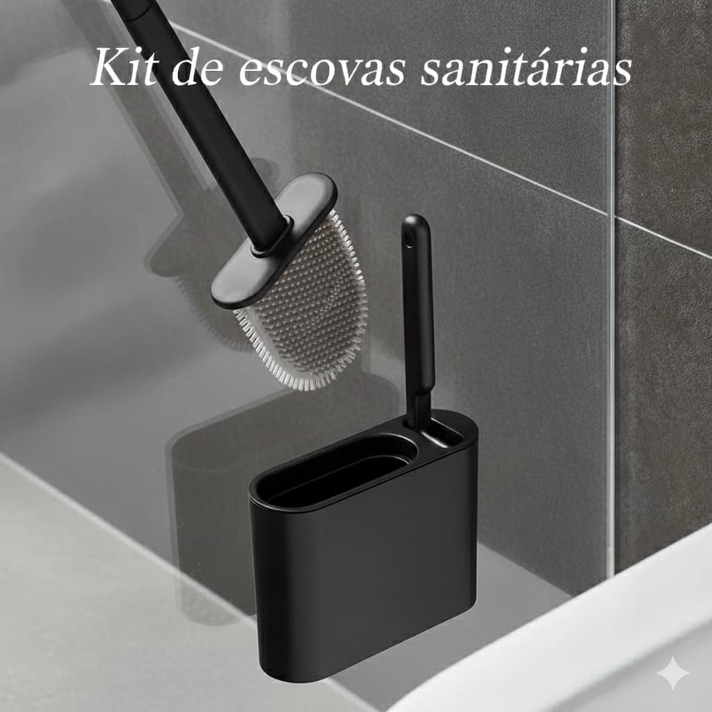 2 em 1 Escova de Silicone para Vaso Sanitário - Base de Banheiro Privada, Alta Eficiência