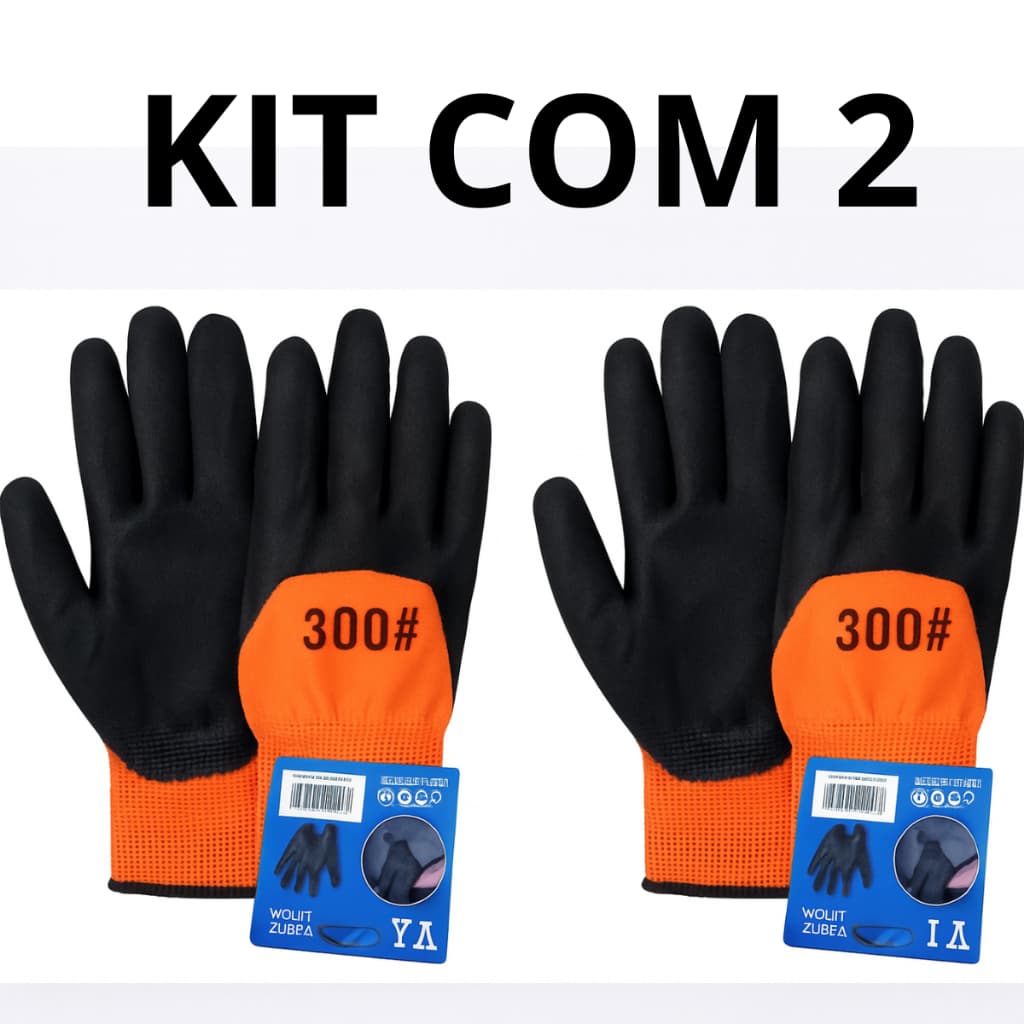 Kit com 2 Pares de Luvas de Segurança 300# – Antiderrapante, Confortável e Resistente