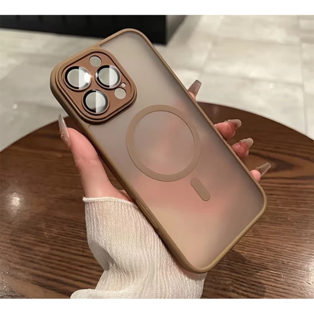 Capa Indução Magnético Luxo Fosco Translúcido Para iPhone 11 12 13 14 15 16 17 Pro Max