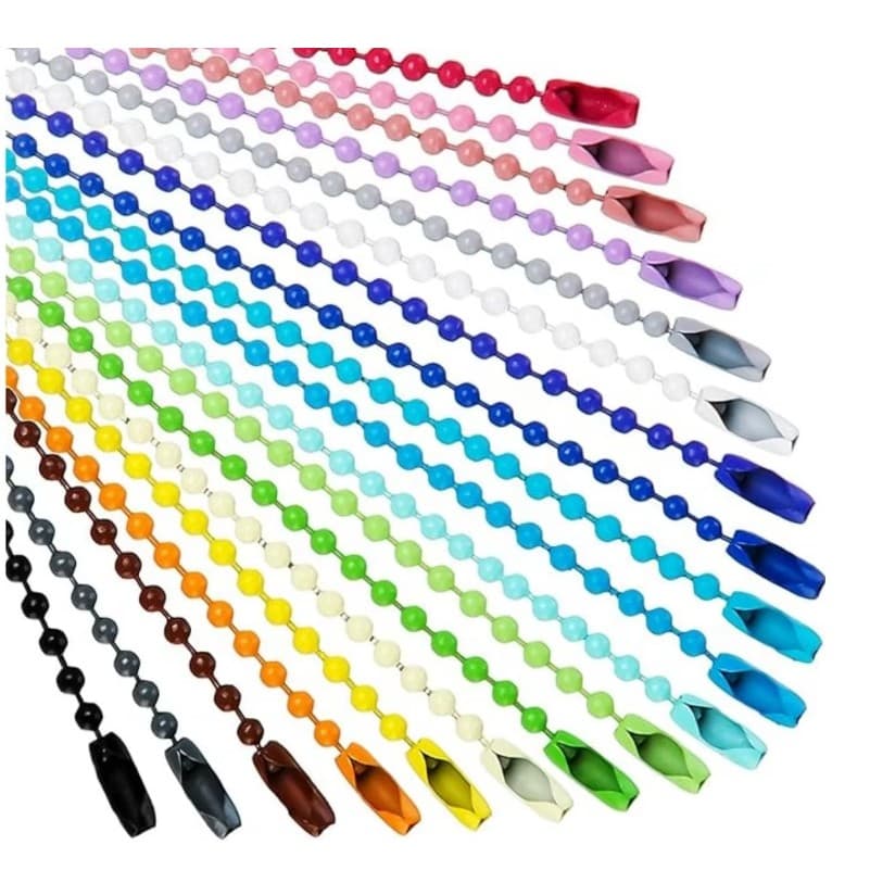 Corrente de bolinhas p/chaveiro/bonecas/etiqueta etc. Conector para diy, 1 UNIDADE.