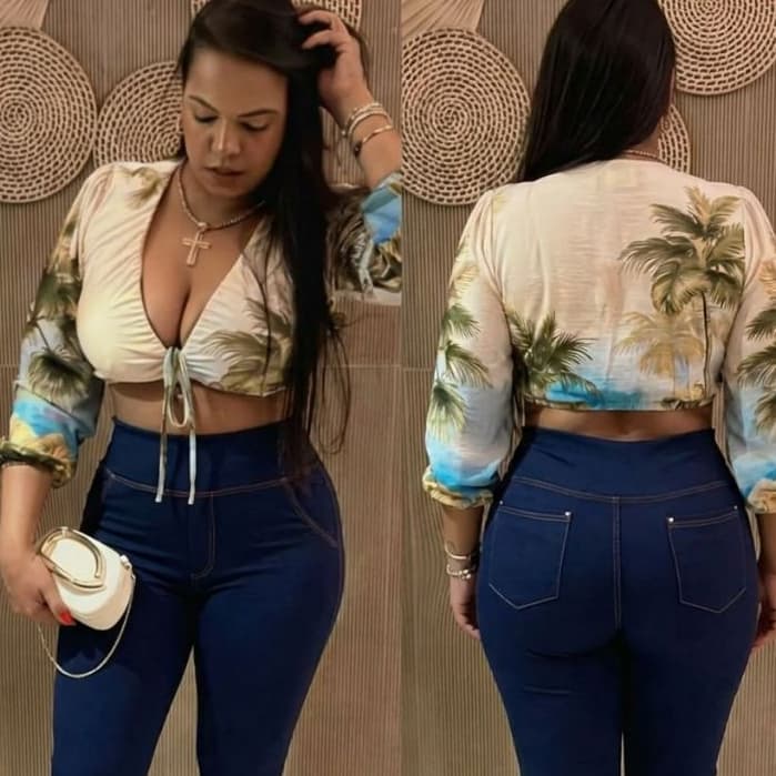 Calça Legging Jeans Fake Plus Size Feminina Imita Jeans Bolso Atrás Modeladora