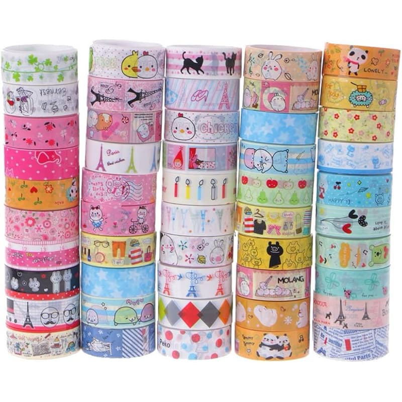 Kit 10 fitas adesivas decorativas Kawaii 4M desenhos mistos conjunto de fitas adesivas para álbuns/artesanato(sortidas)