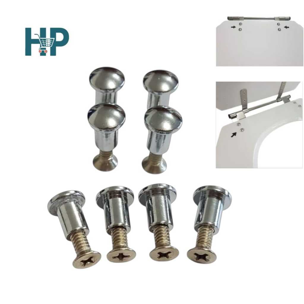 Kit 8 Parafusos e Rebites para Dobradiça de Assento Tampa de Vaso Sanitário