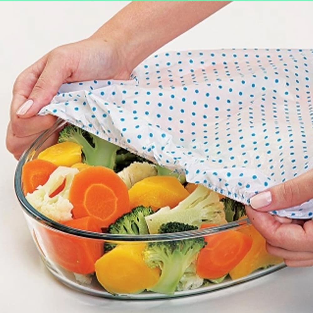 Kit Tampa Cobre Fácil Ajustável P M G Alimentos Reutilizável Copo Travessa Prato c/ Elástico Sortido