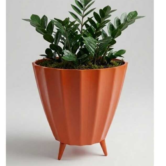 Vaso para Planta Cachepot Bojo Cacau Alto Brilho Plastico Resistente 22x25