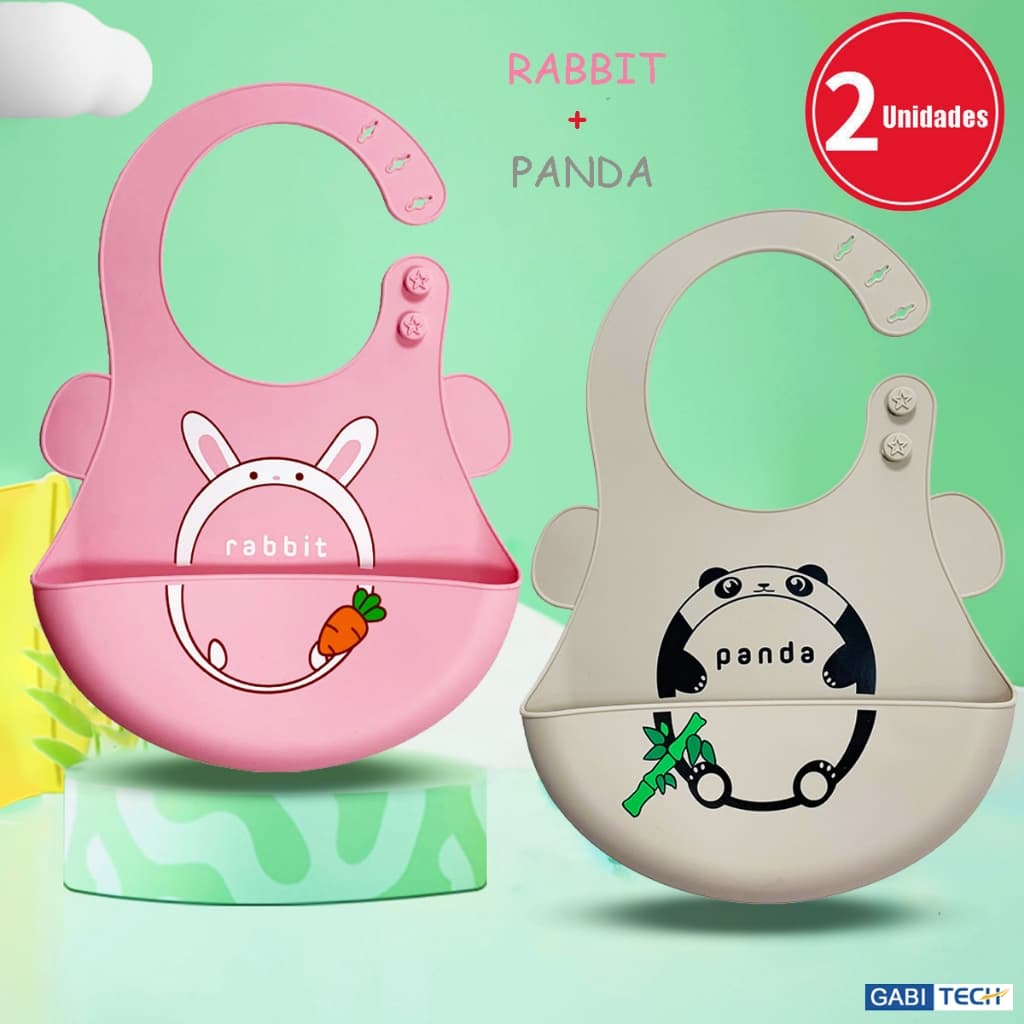 KIT2 Babador De Silicone Impermeável Para Bebê Fácil De Limpar Pega Migalhas Infantil Menina/Menino