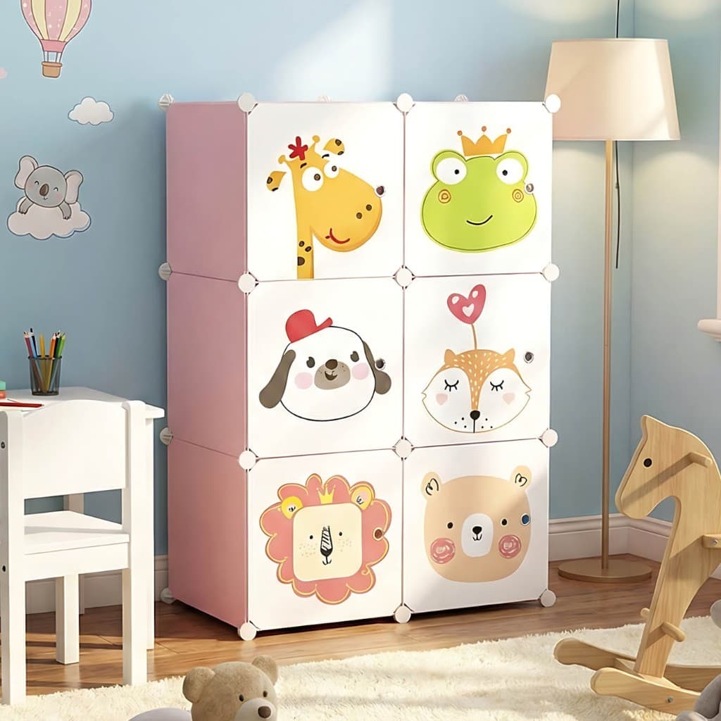 Armário Organizador Brinquedos Kids Multiuso Modular Estante Closet Criança Portátil Plástico 6 Nichos
