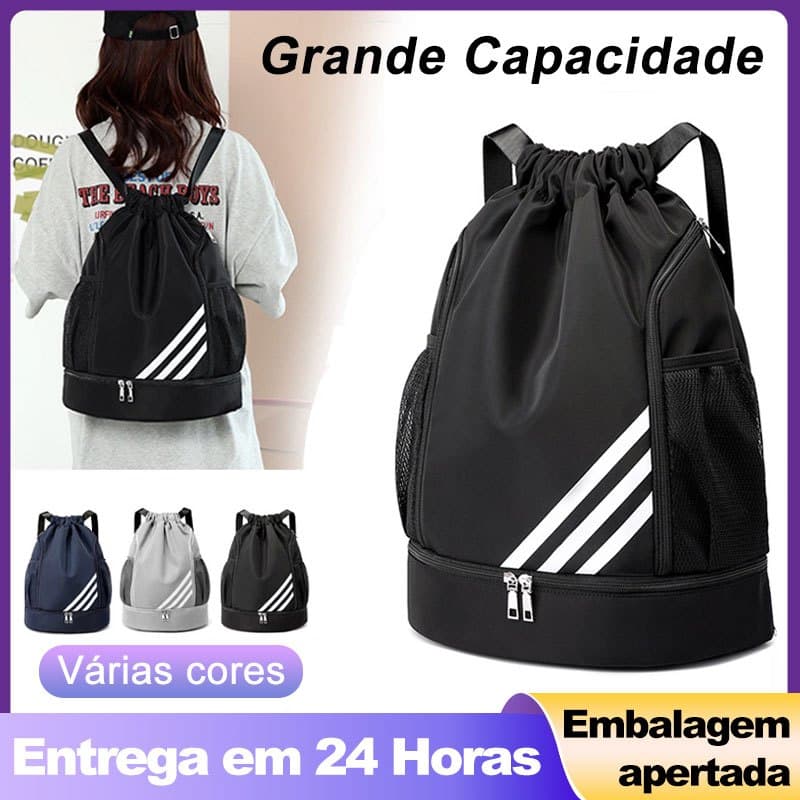 Mochila Saco Impermeável com Compartimento para Tênis - Bolsa Esportiva para Academia, Escola e Viagem