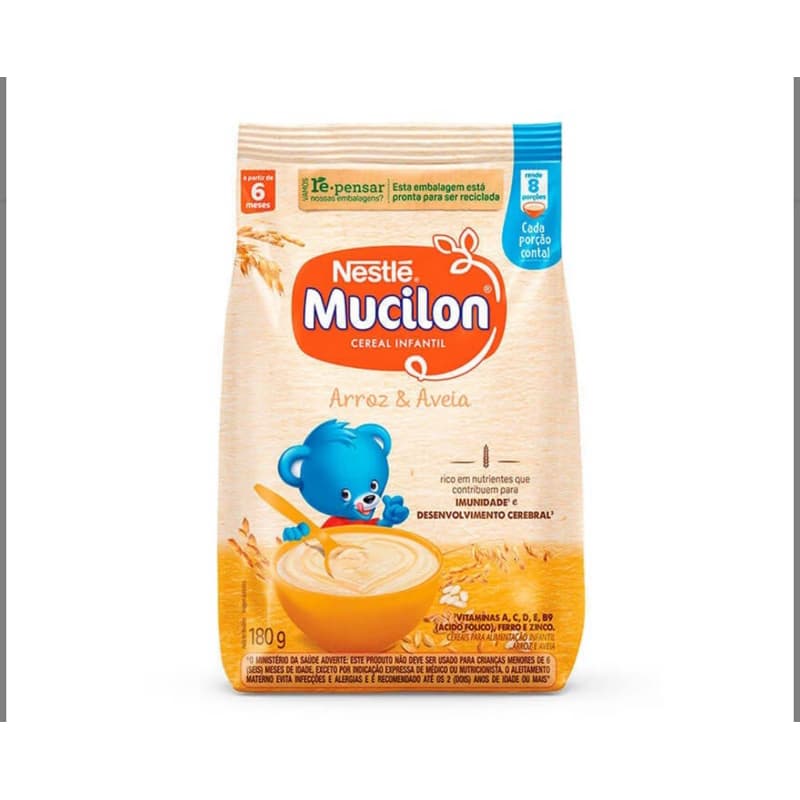 Kit 2 Cereal Infantil Mucilon Arroz/Aveia 180g