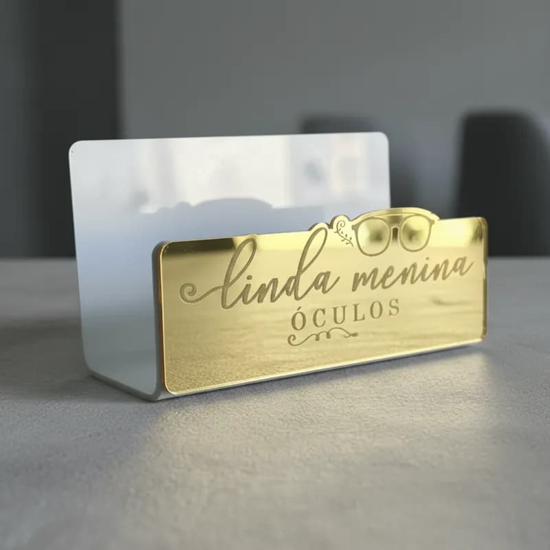 Porta Cartão Visita De Mesa Balcão 100% Acrílico Espelhado Personalizado