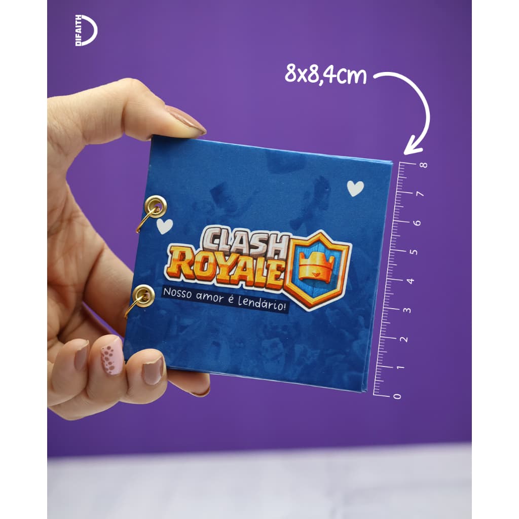 Mini Livro 8x8cm Romântico Clash Royale 💥 | Presente Criativo Gamer – Capa Dura