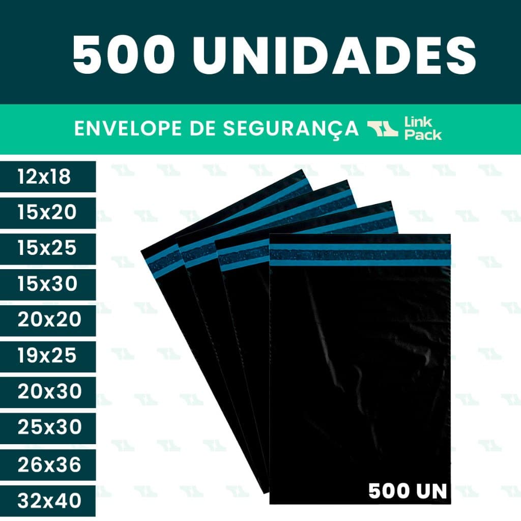 Kit 500 Envelope de Segurança Embalagem 12x18 15x20 15x25 15x30 20x20 19x25 20x30 25x30 26x36 32x40