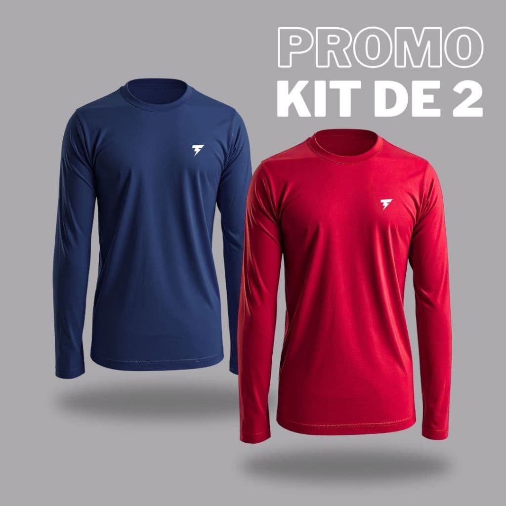Kit com 2 Camisetas Manga Longa Uv50 Proteção Moda Praia Unissex