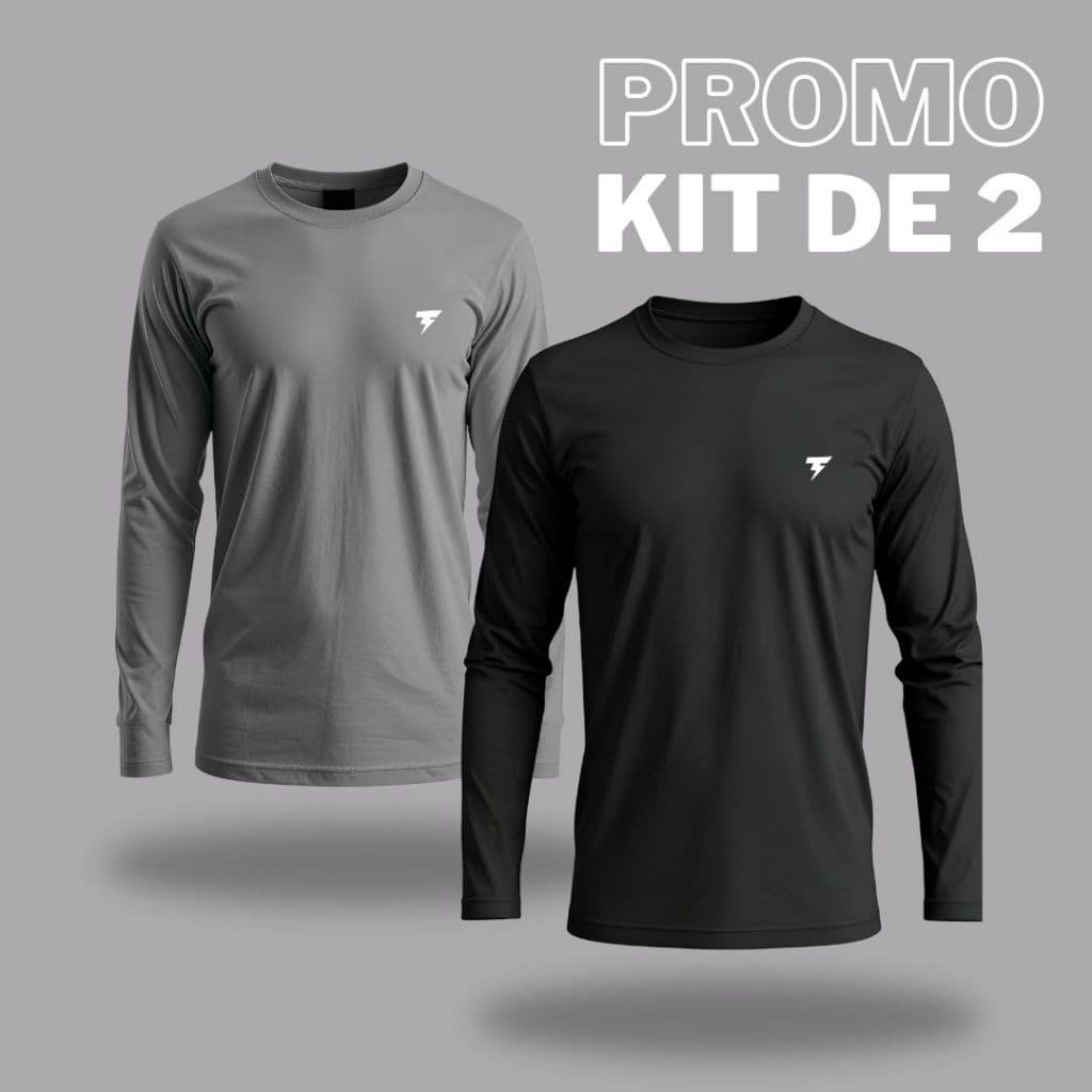 Kit 2 Camisetas Uv50 Proteção Moda Praia Moto Ciclismo Manga Longa Tecido Gelado