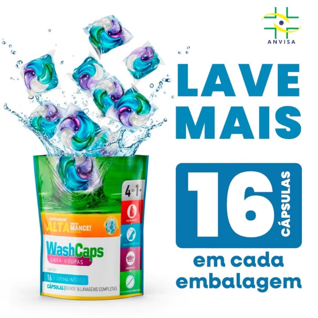 Sabão Cápsula Washcaps 353g Perfume Delicado Suave Lava Roupa Em Cápsula
