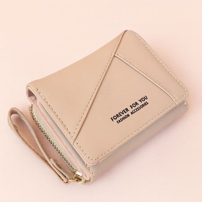 Carteira Feminina Elegante Compacta Couro Pu Ziper Luxo Fashion