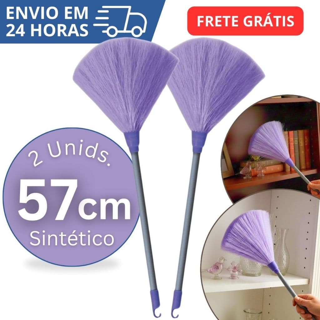 Kit 2 Espanadores Pó Fibra 57 Cm Limpa Poeira Grande Mix 3