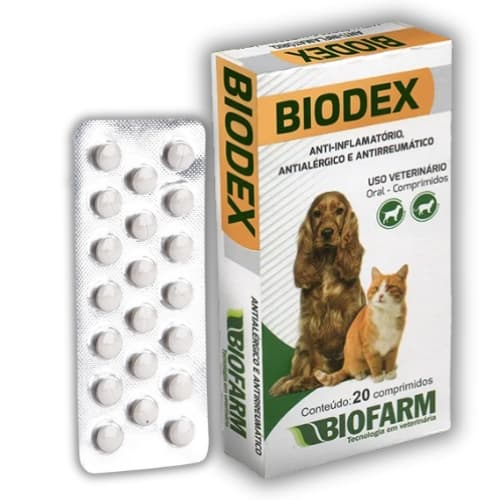 Biodex Biofarm 20 Comprimidos – Tratamento Antialérgico e Antirreumático Para Cães e Gatos