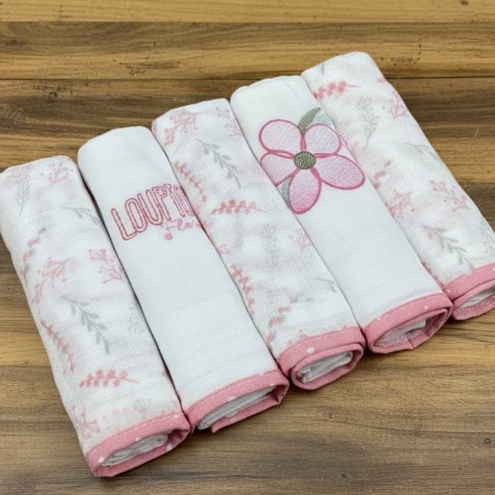 5 Unidades De Fralda De Pano Dupla Com Barrado 100% Algodão Feminino E Masculino