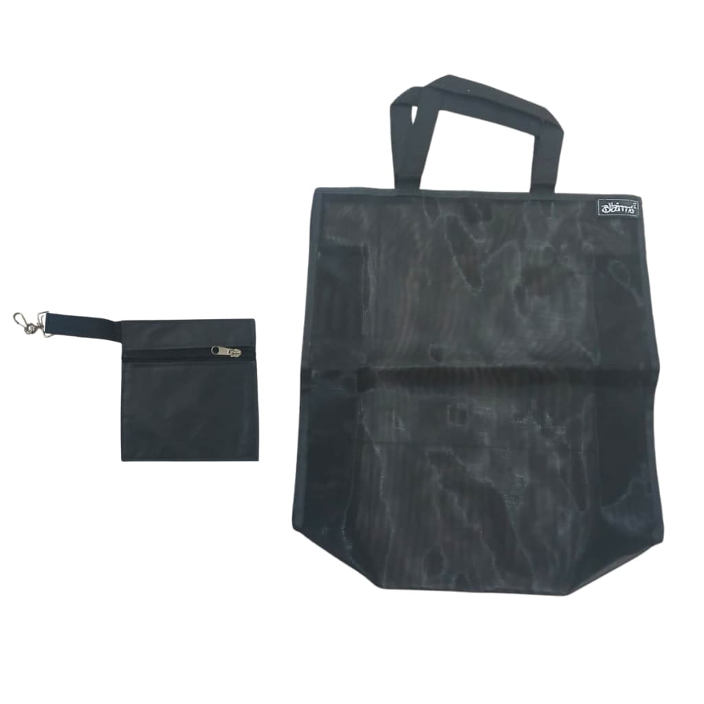 Sacola Malha Reutilizável Dobrável Com Necessaire