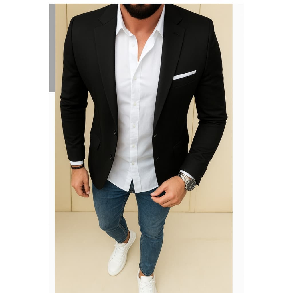 Blazer Preto Masculino Microfibra Slim Sport - Luxo e Conforto Black Friday + Barato