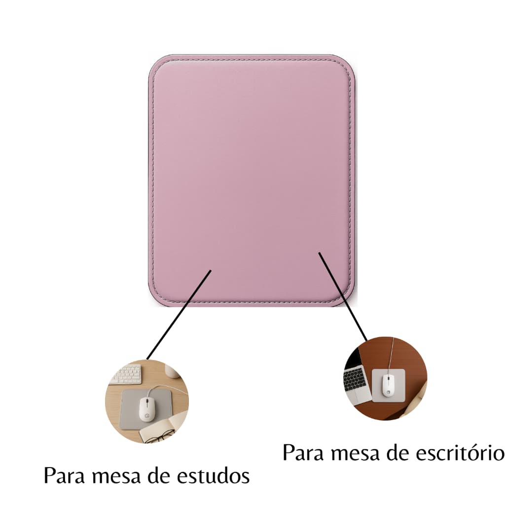 Mouse Pad Pequeno Couro Sintético Rosa Clarinho