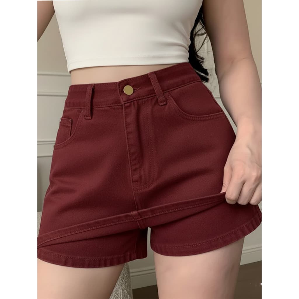 Short saia jeans cintura alto Algodão sem elasticidade feminino  NOVA 2025