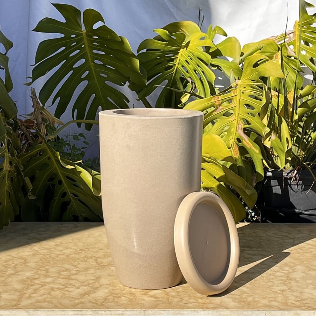 Vaso Planta Sala Coluna Ibiza Cone P Decorativo Liso Marmorizado Luxo 41x25 Resistente Leven Artes