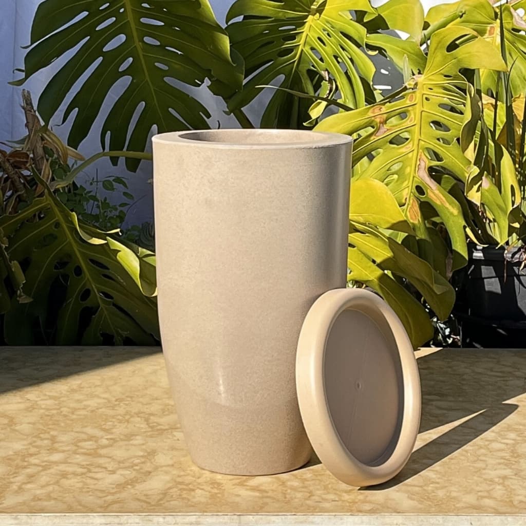 Vaso Planta Sala Coluna Ibiza Cone M Decorativo Liso Marmorizado Luxo 50x30 Resistente Leven Artes