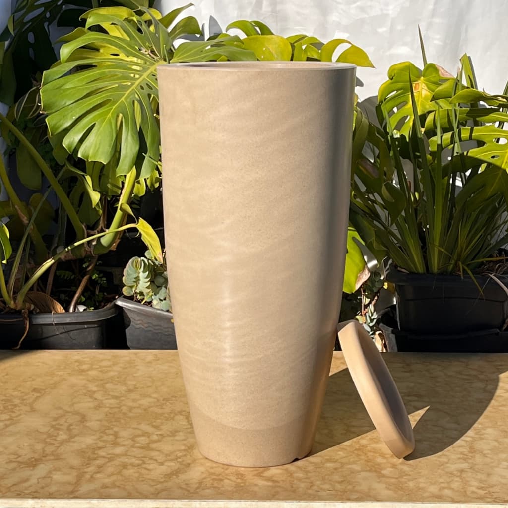 Vaso Planta Sala Coluna Ibiza Cone G Decorativo Liso Marmorizado Luxo 61x31 Resistente Leven Artes