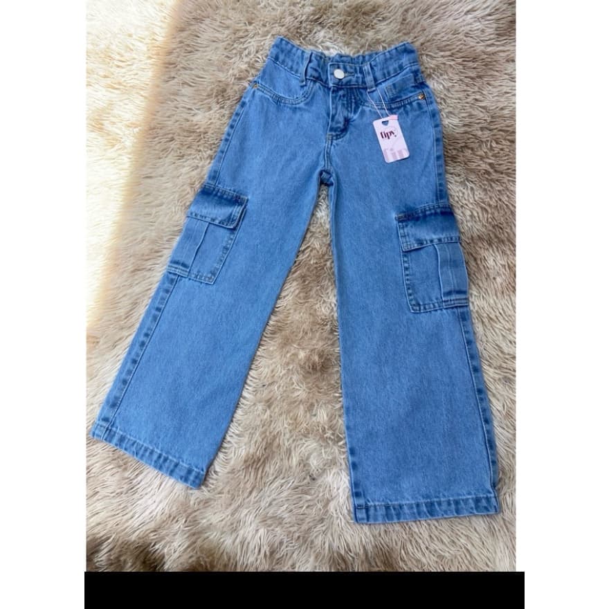 Calça cargo , wide legue jeans infantil e juvenil .