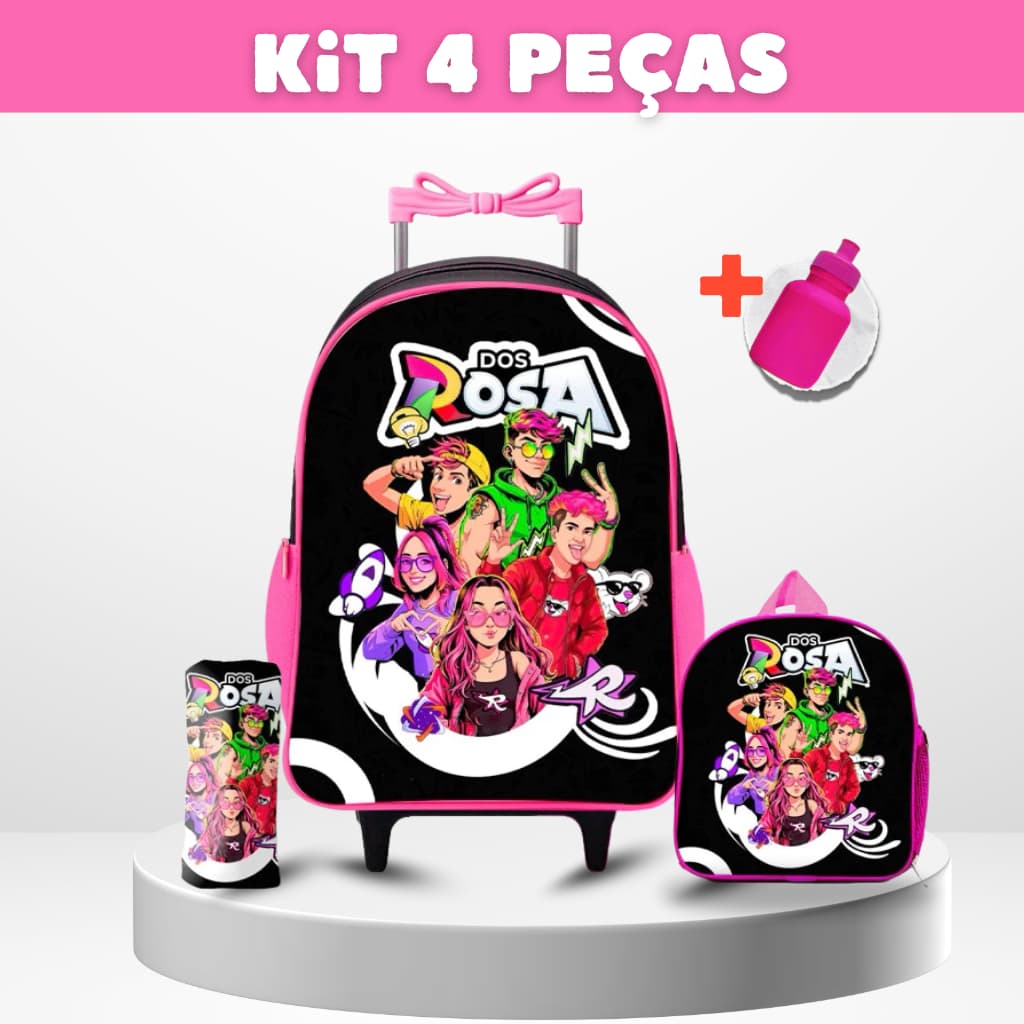 Kit Mochila Escolar Infantil Emily Vick Os Rosas + Lancheira + Estojo