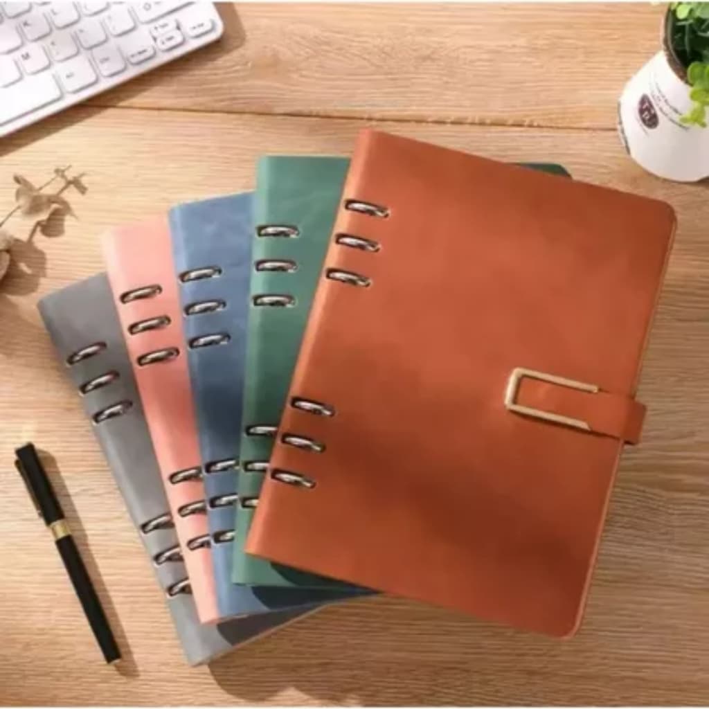 Caderno Fichario PU A5 Elegante Capa Aveludada 119 Folhas Pautadas